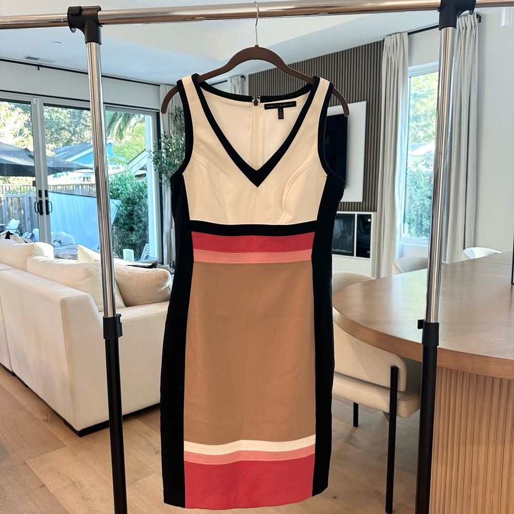 White House Black Market Colorblock V-Neck Sheath Dress